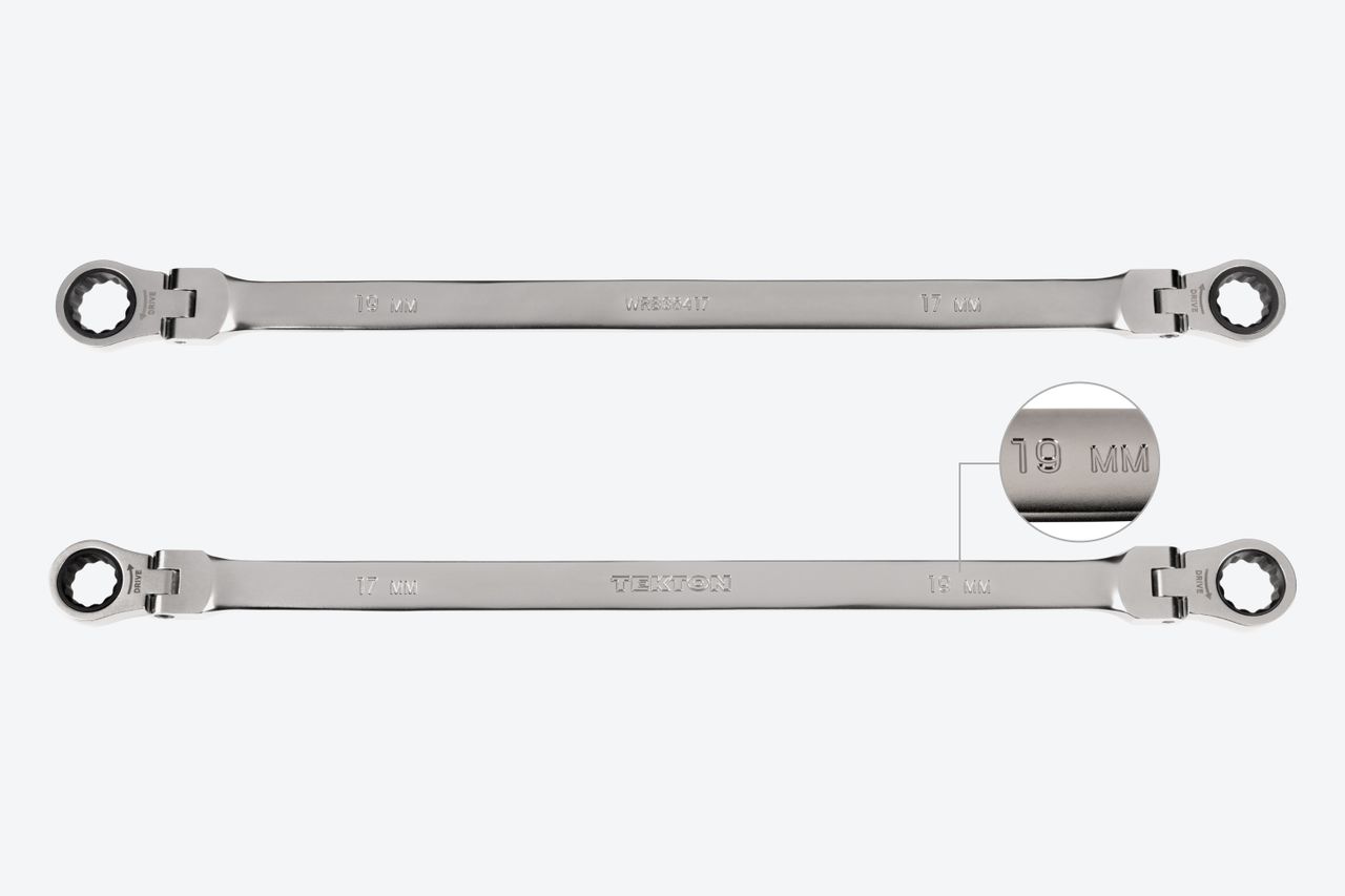 6Piece Long Flex Ratcheting Box End Wrench Set with Organizer TEKTON