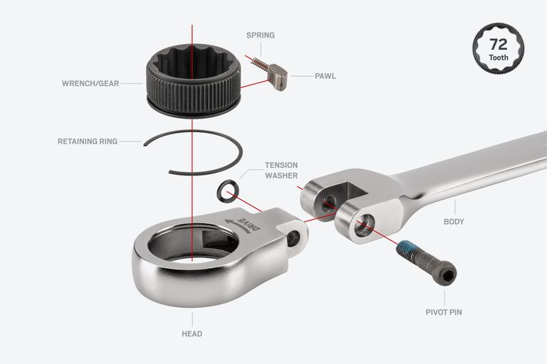 34Piece Flex Ratcheting Combination Wrench Set TEKTON