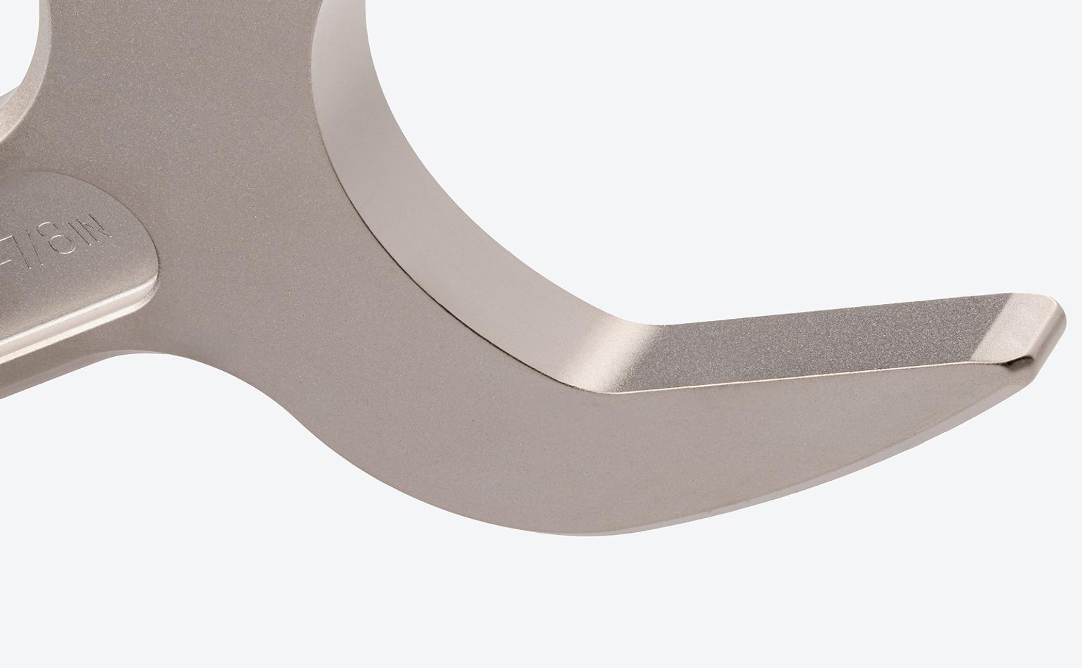 Close-up view of the tapered tips of a Tekton service wrench.