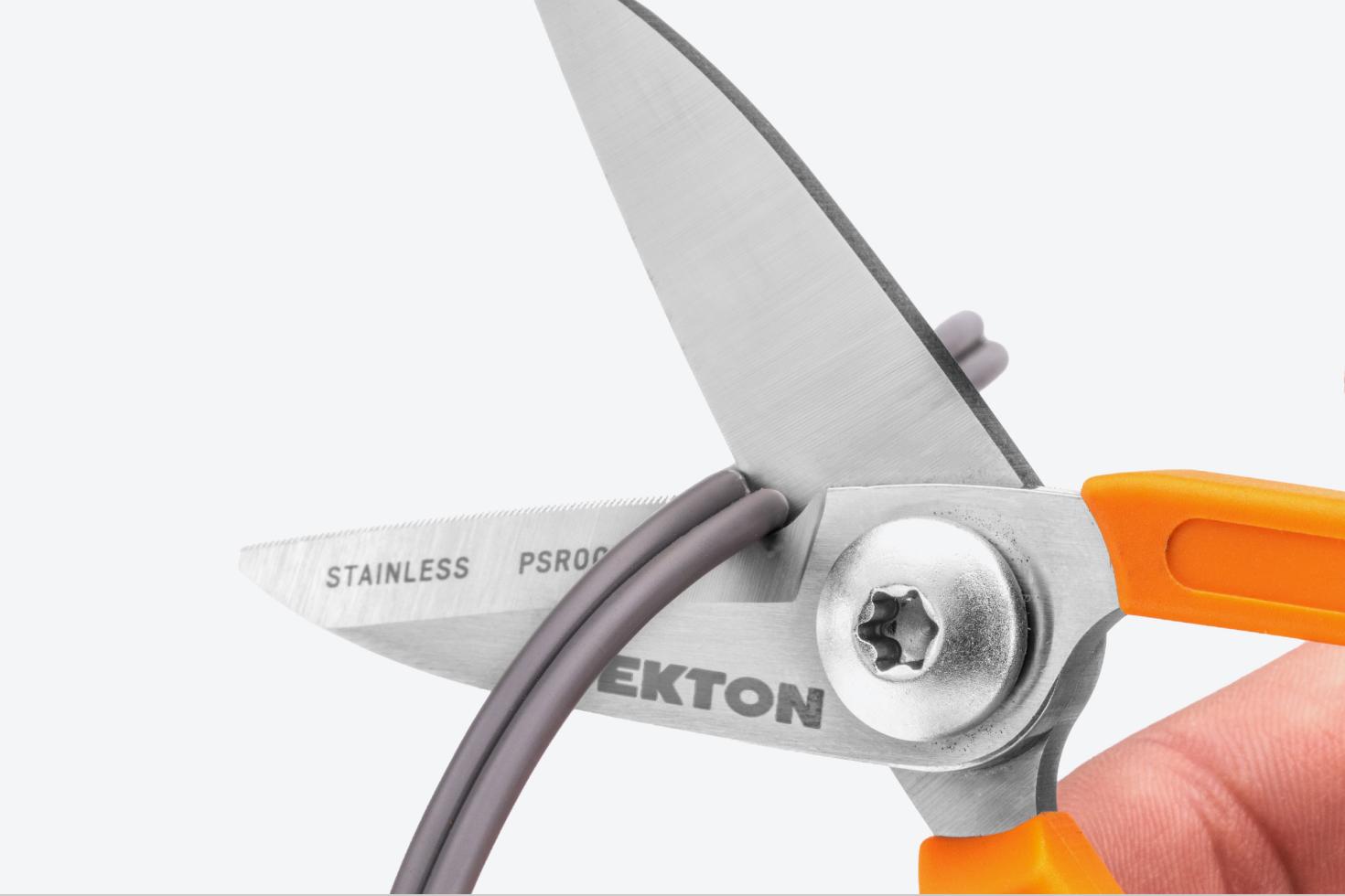 Scissors cutting soft wire