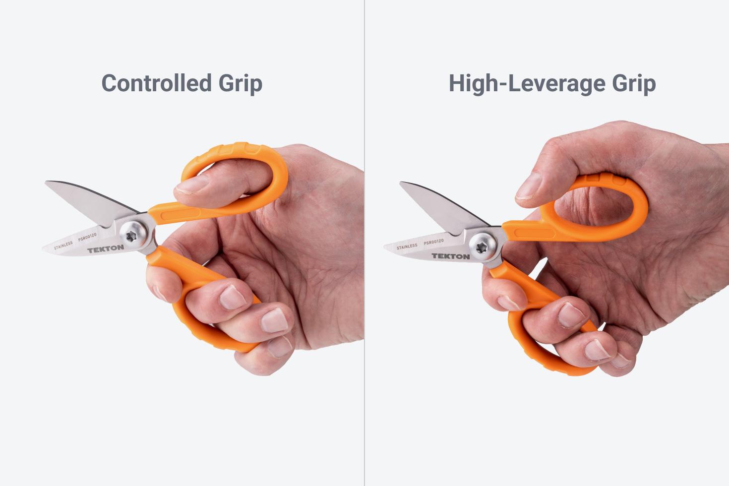 Image showing controlled grip and high-leverage grip of the scissors