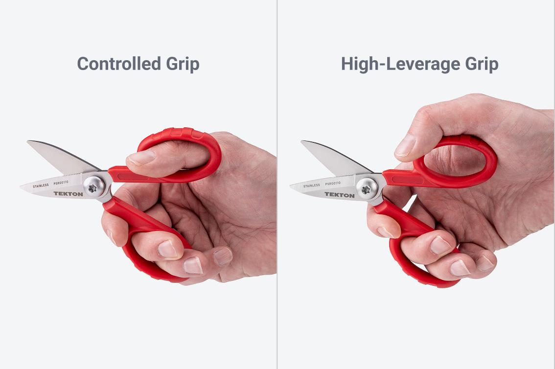 Image showing controlled grip and high-leverage grip of the scissors