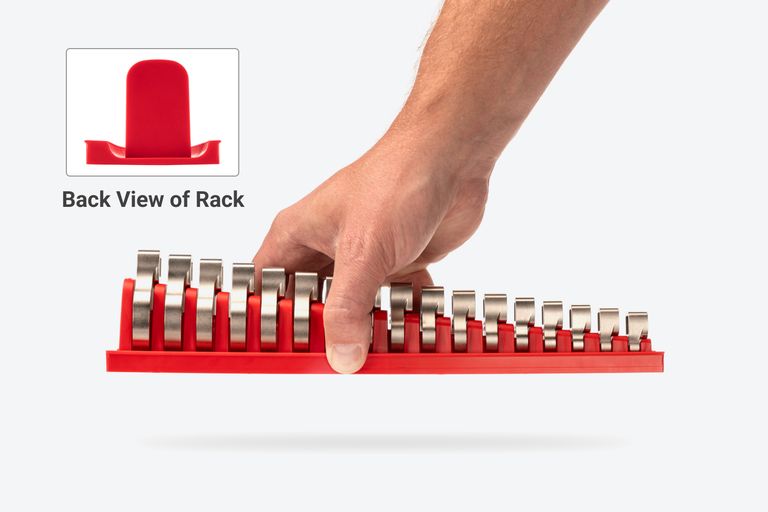 18-Tool 3/8 In. Drive Flare Nut Crowfoot Wrench Organizer Rack, Red (8-27 Mm) ORG25218 - Foto 5