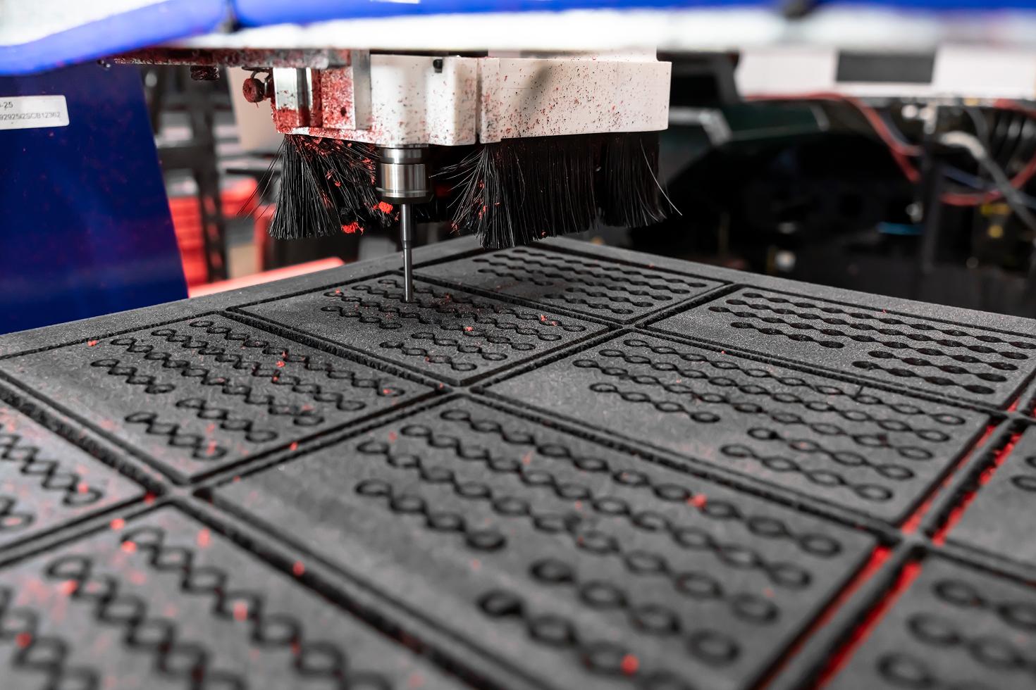 Foam socket organizers being cut