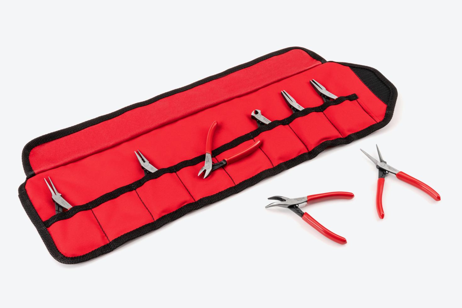 The Tekton Mini Pliers Set #PMN99908 with a tool roll