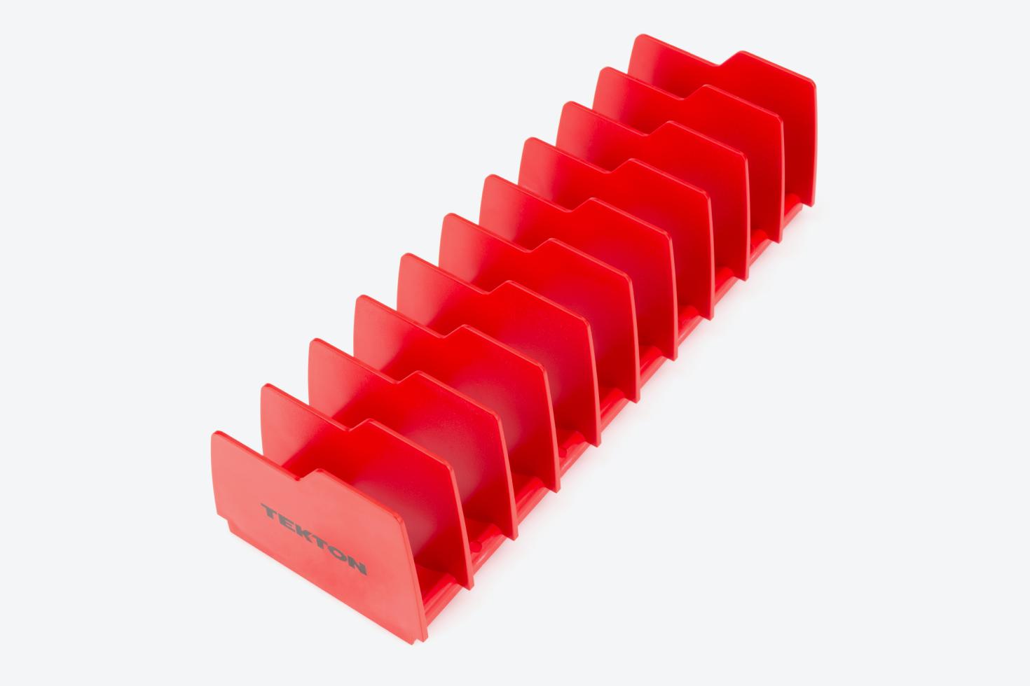 The red dividers of the rack