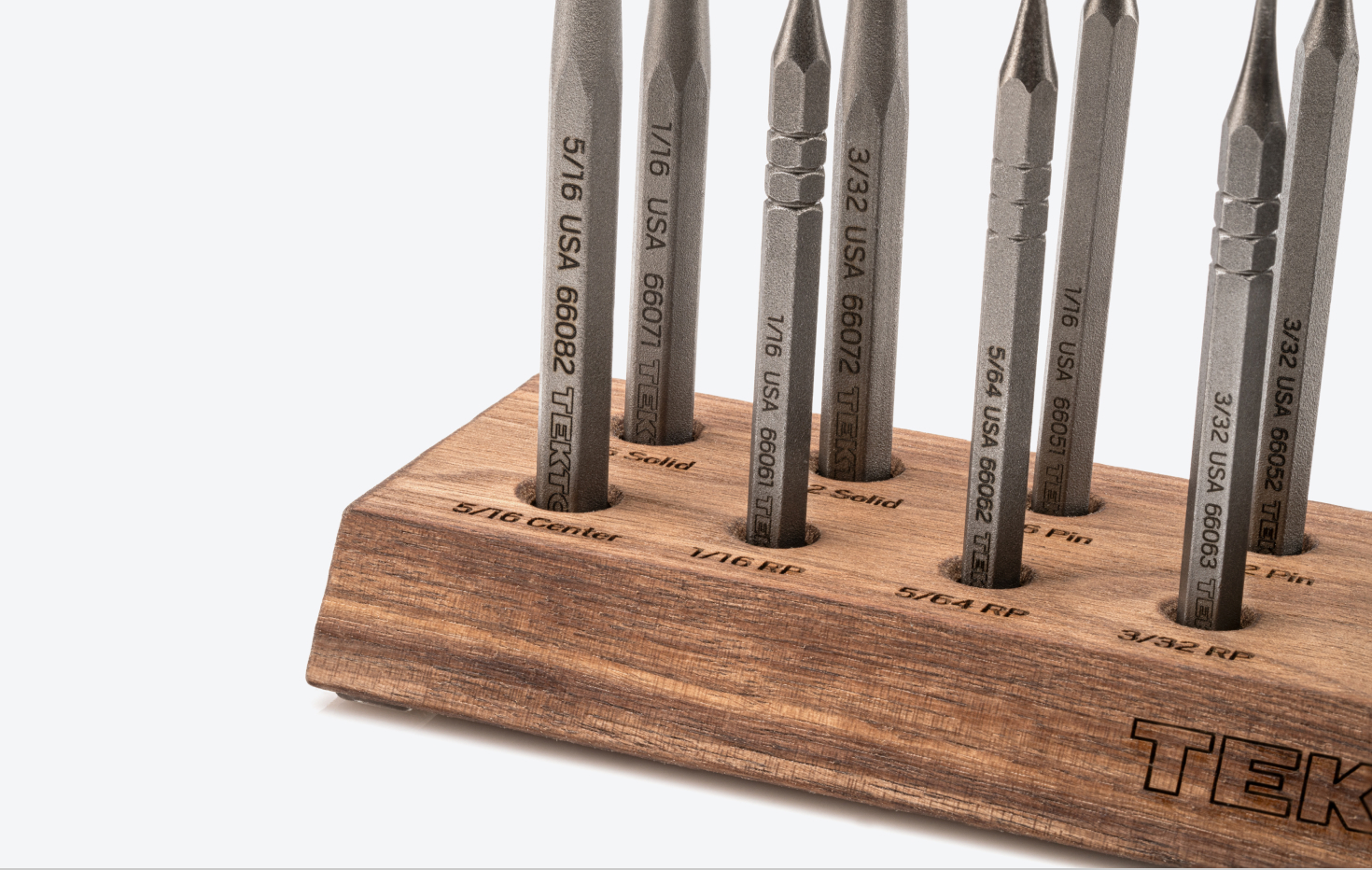 Punch Set with Walnut Block (18-Piece) | TEKTON | 66564