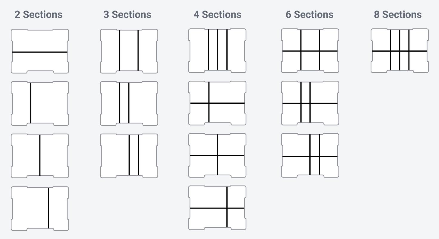 Graph showing different configurations of dividers