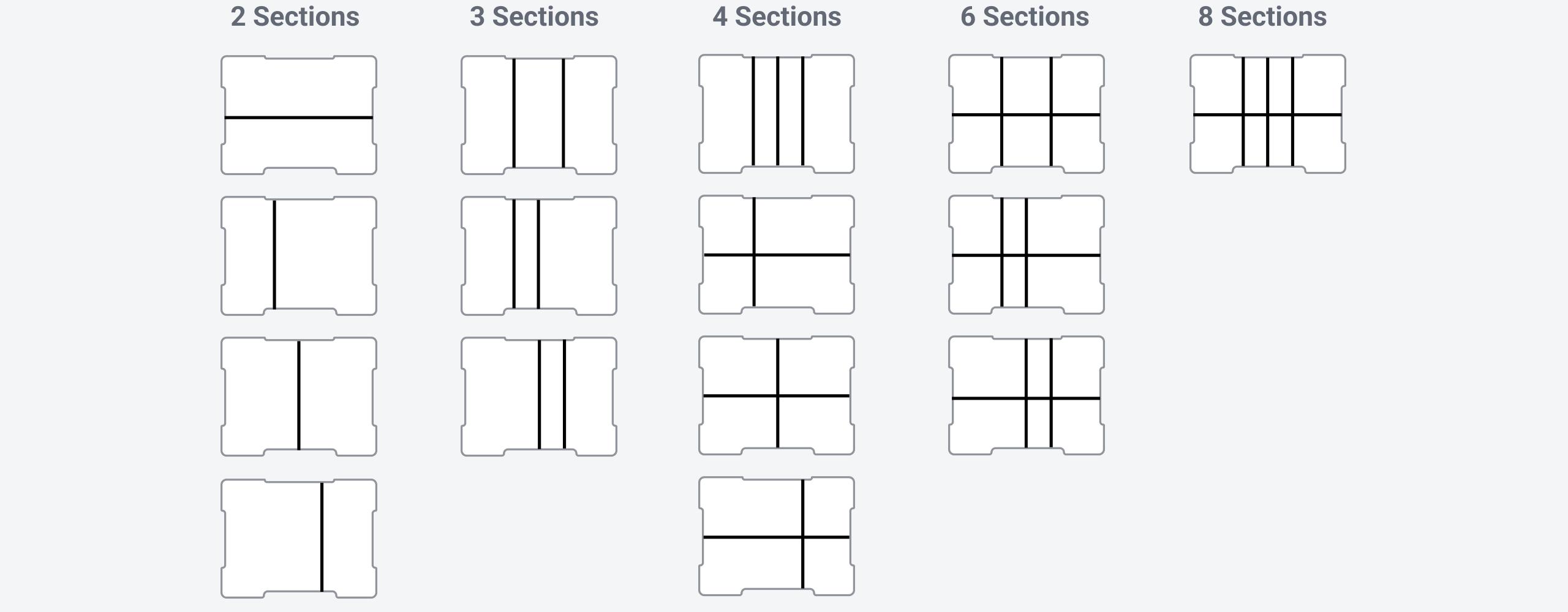 Graph showing different configurations of dividers