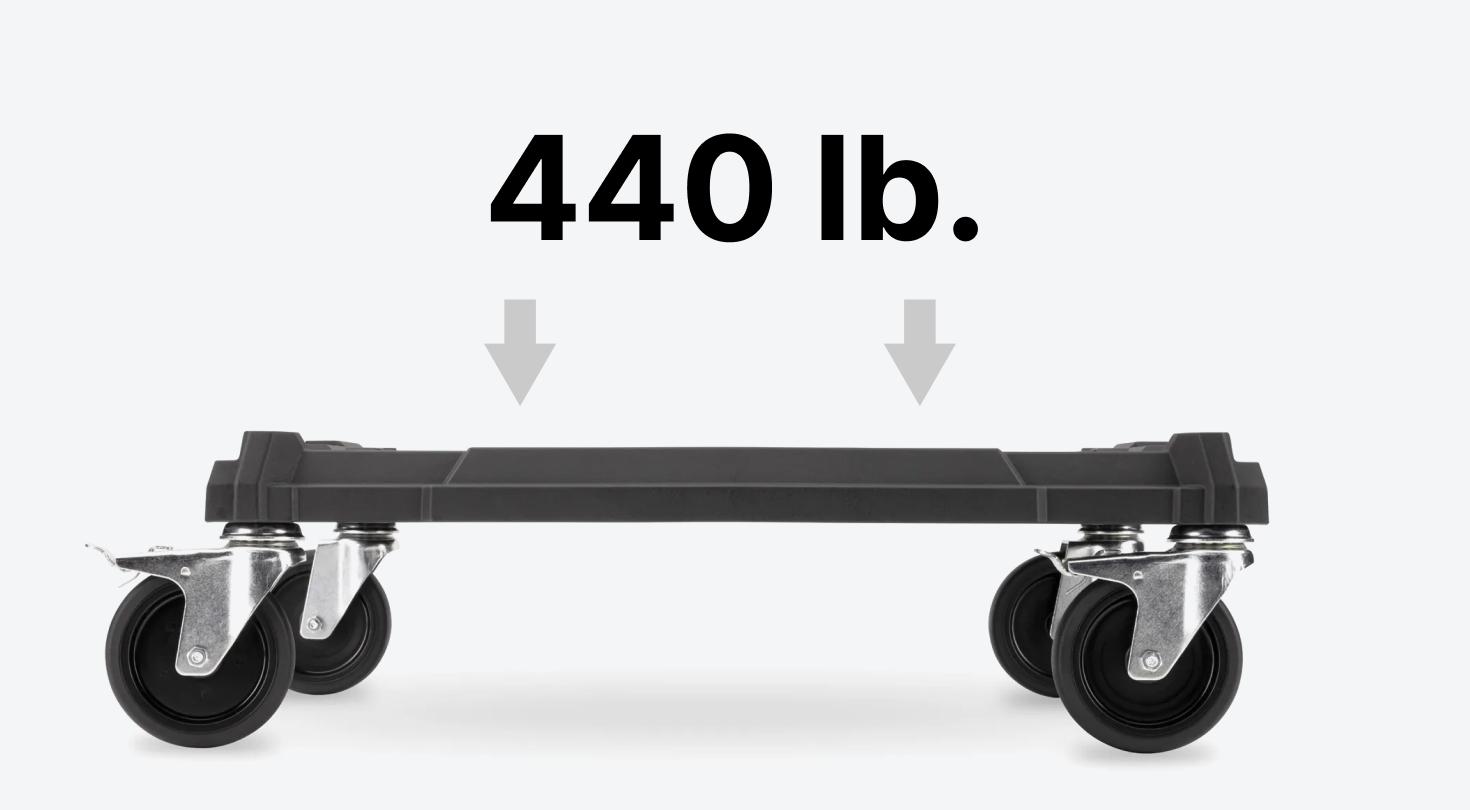 Graphic showing 440 lb. of weight on a dolly