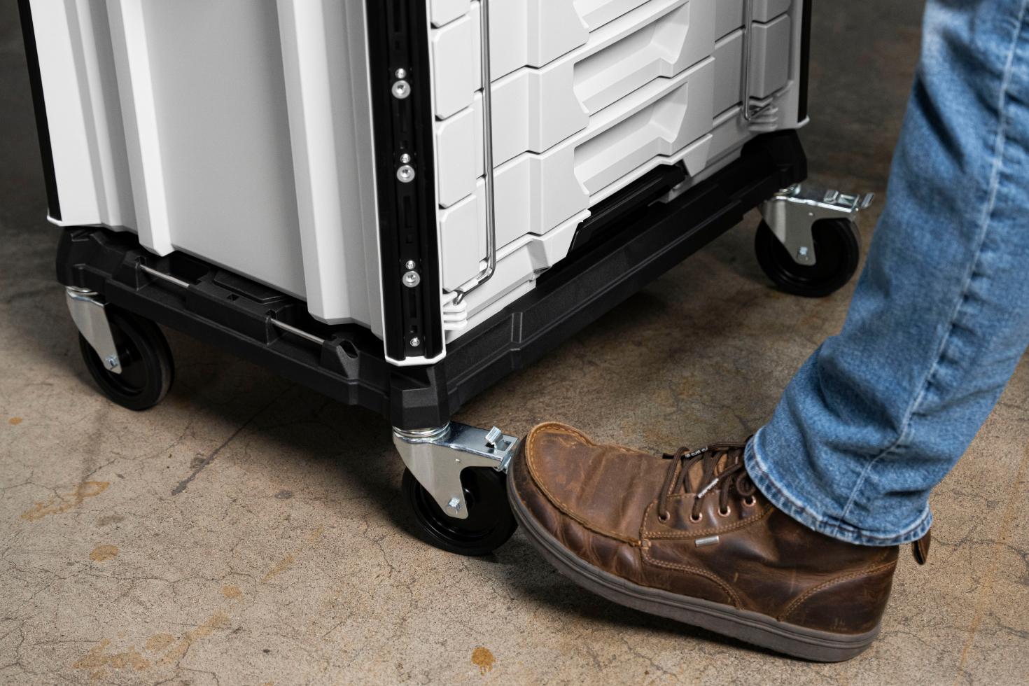 A caster of the dolly being locked