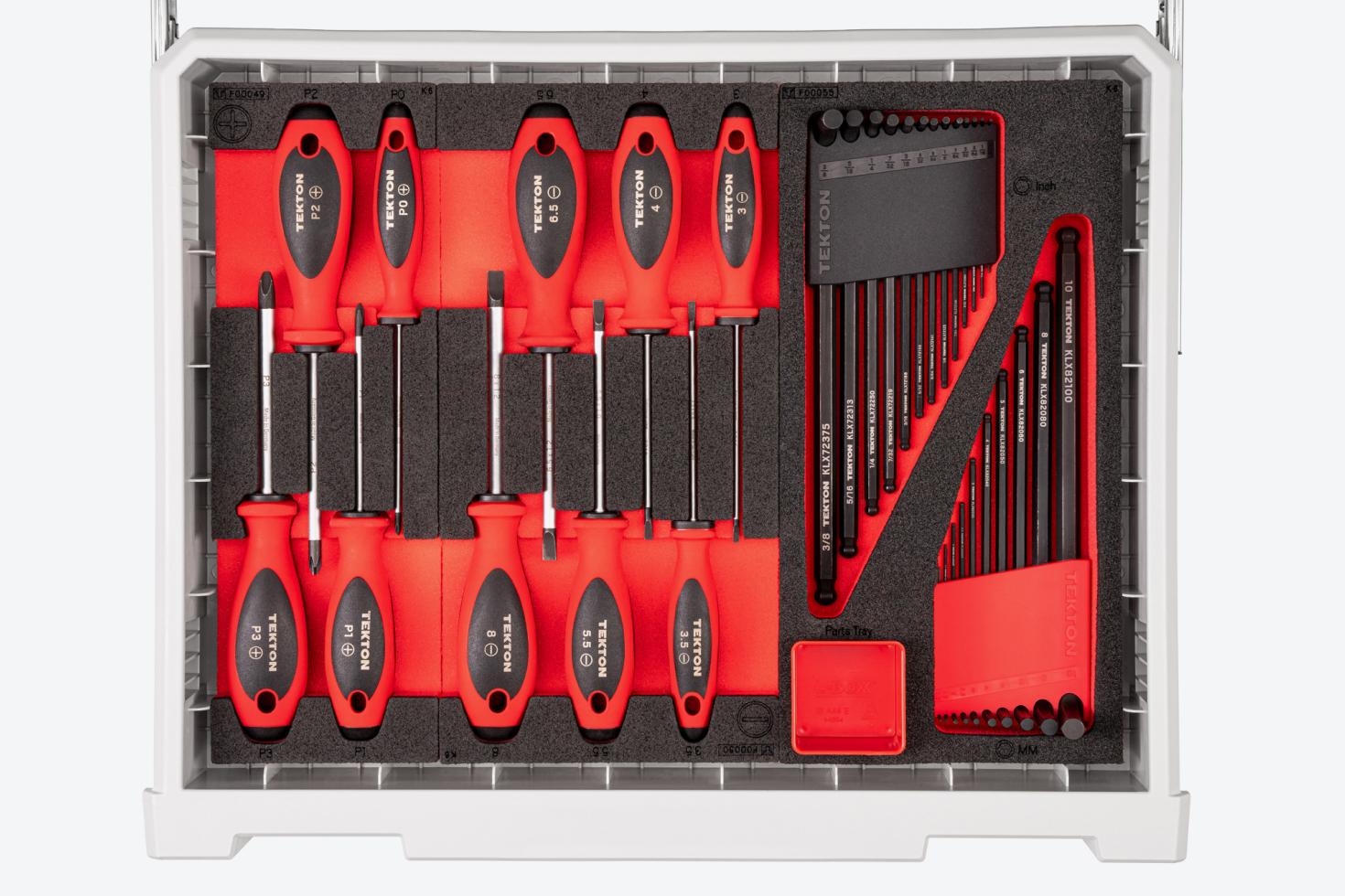 Top-down view of the drivers and keys drawer