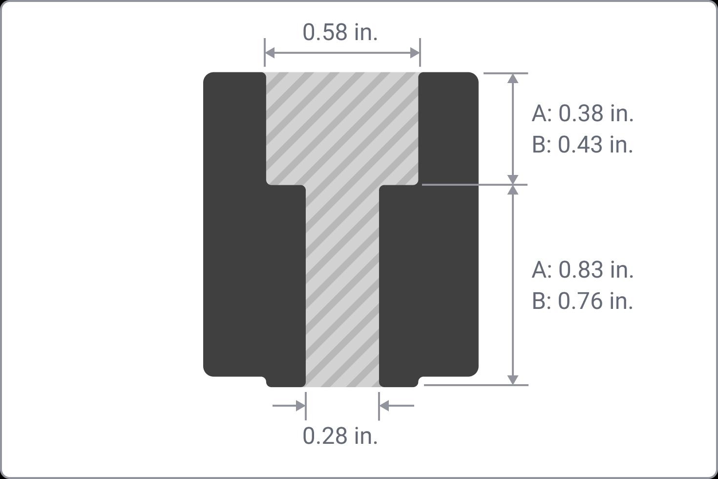 Graphic showing the dimensions of the mounting holes