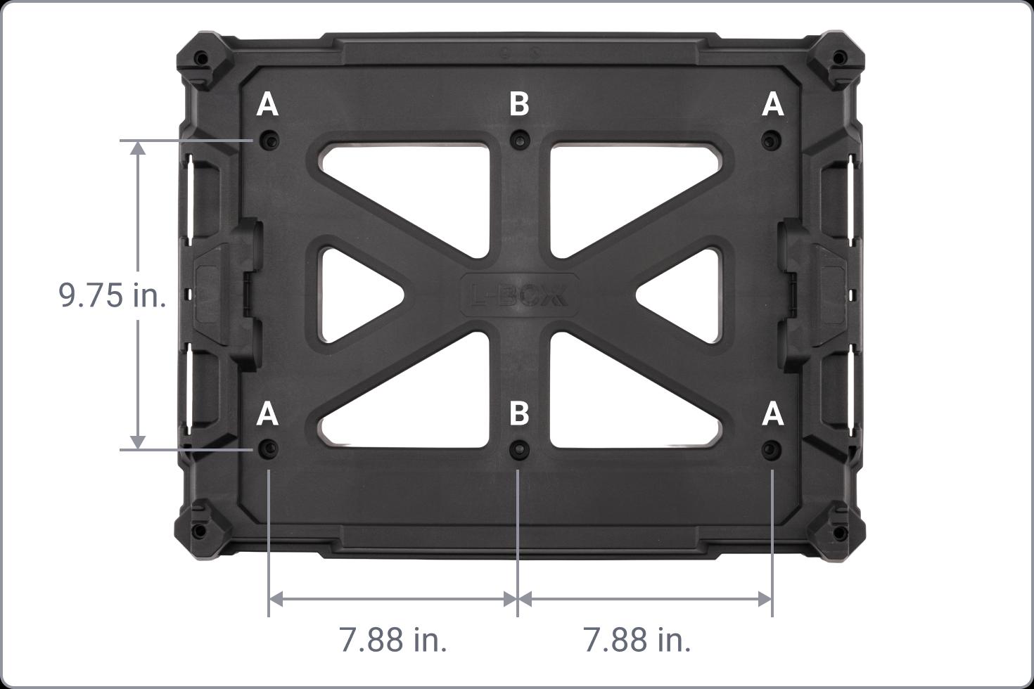 Graphic showing the locations of the mounting holes