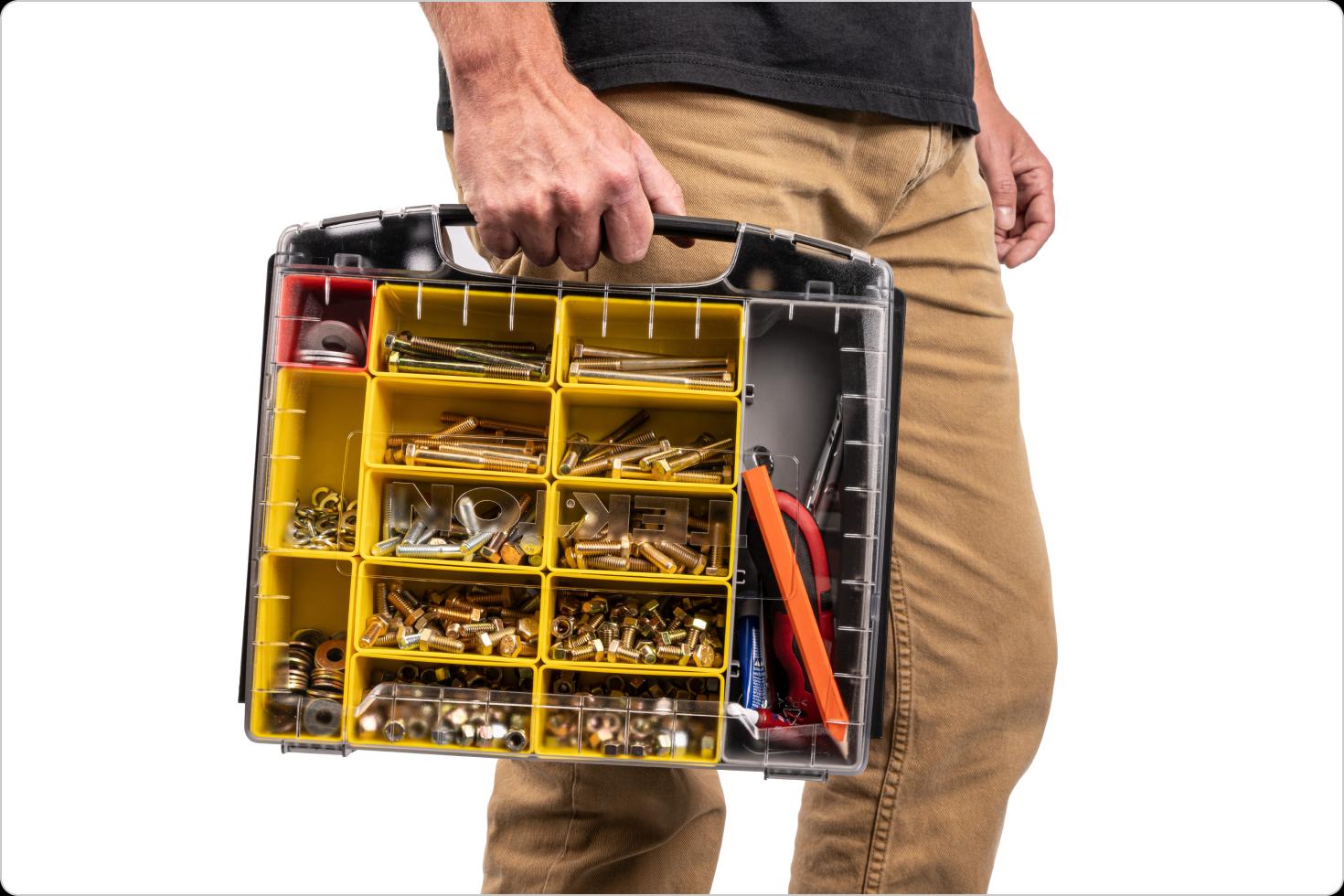 Organizer bins in an L-BOXX lidded drawer