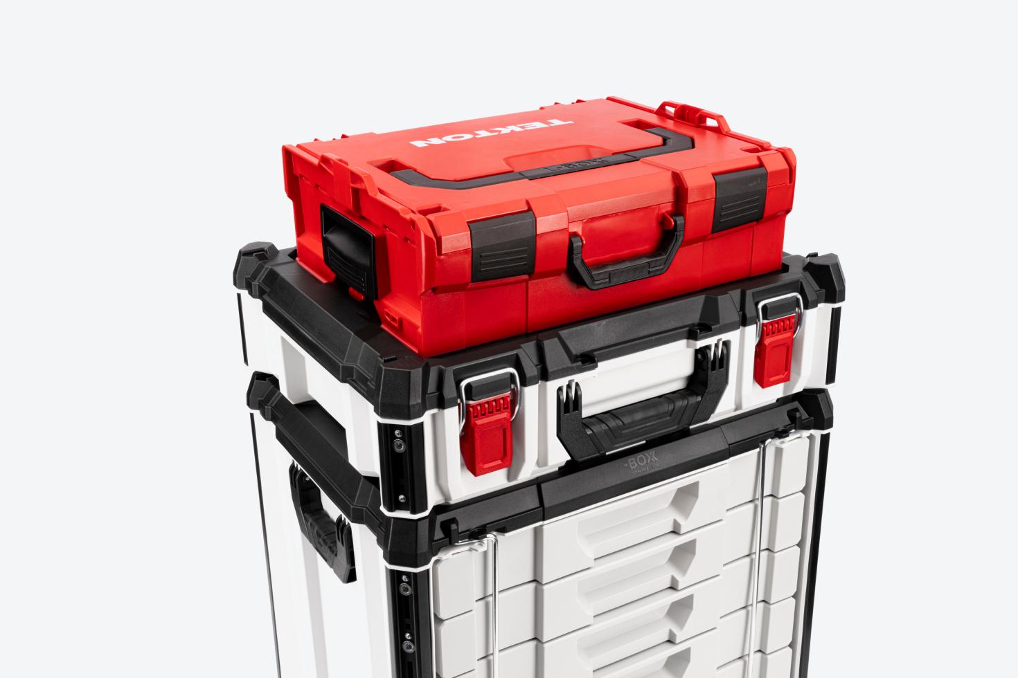 An L-Boxx 2 stacked on top of a RIG tool box