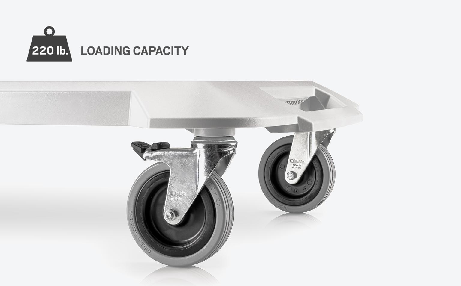 The dolly has a 220 lb. loading capacity.