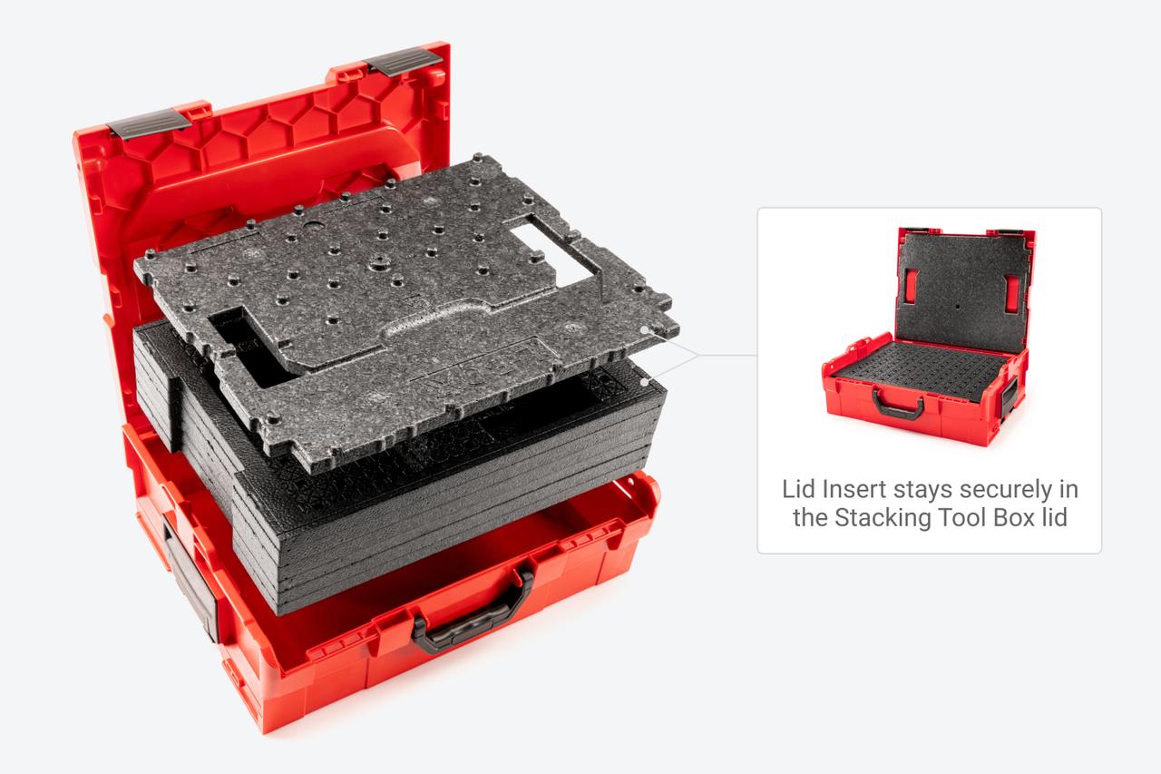 Storage Box Load Reducing Insert Customizable Foam and Lid Insert for Stacking Tool Box | TEKTON