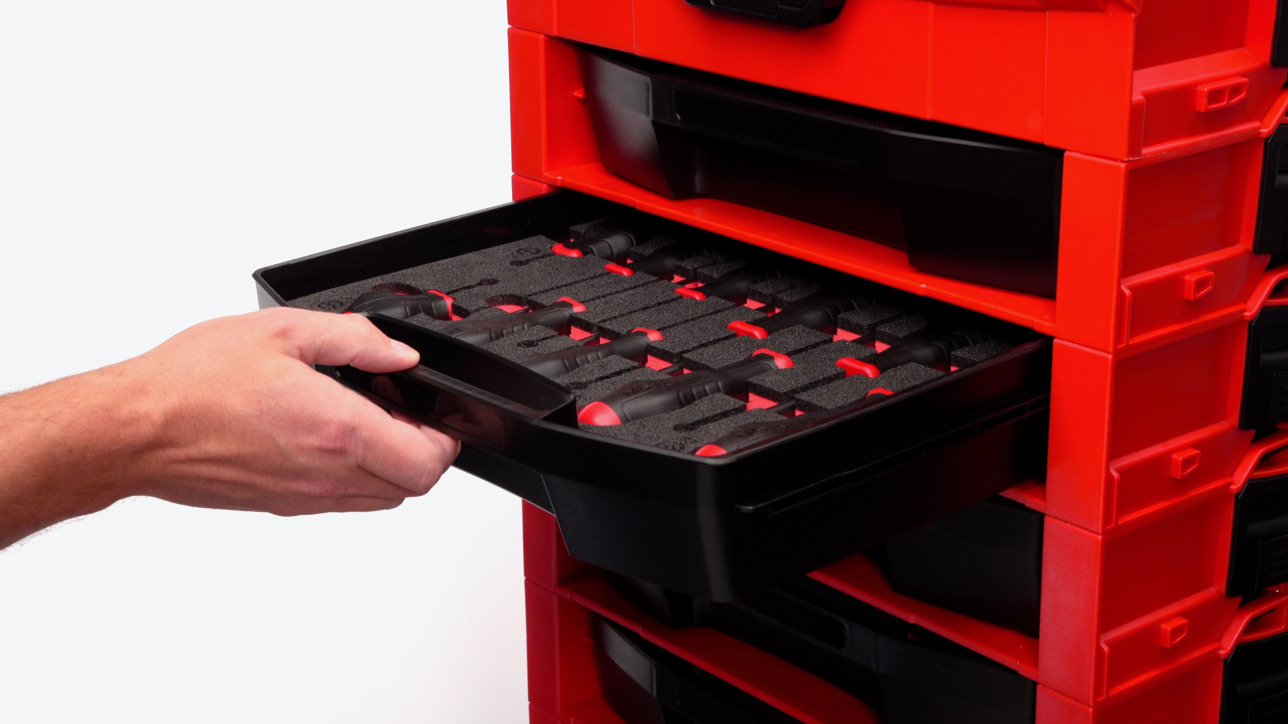 Open Top Drawer in Stacking Drawer Rack | TEKTON