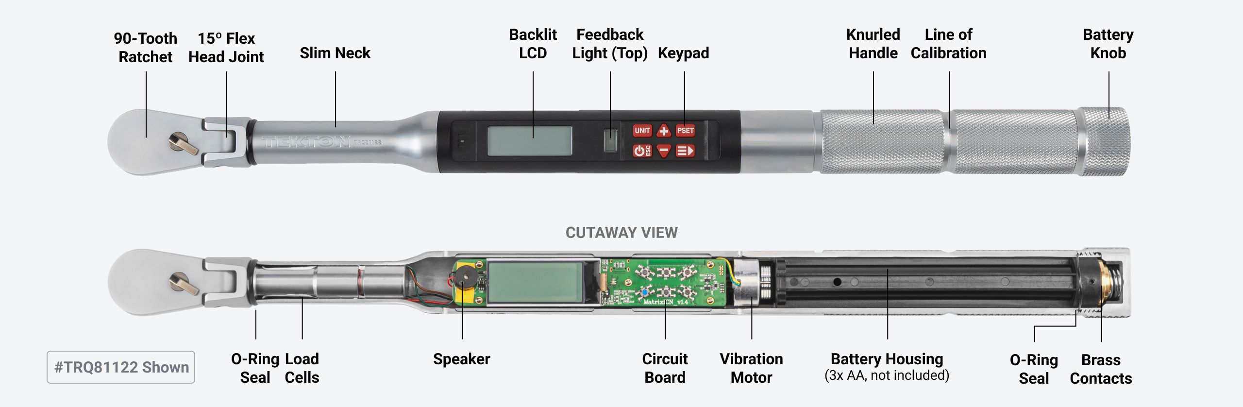 Cutaway view of a Tekton electronic torque wrench