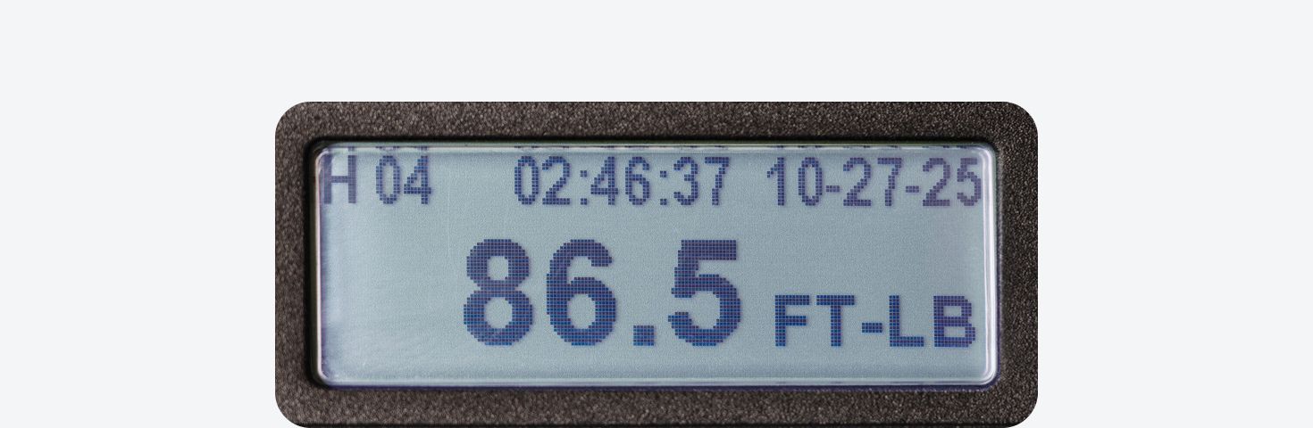 An electronic torque wrench screen showing a history record