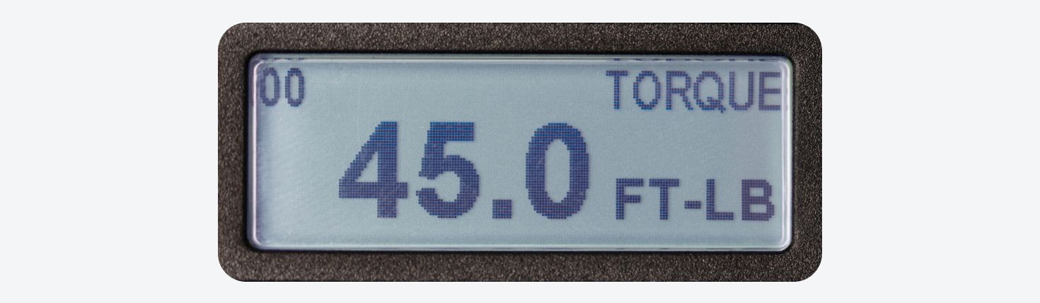 An electronic torque wrench screen in torque mode