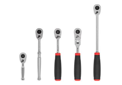 Various Tekton ratchets with polished and comfort grip handles