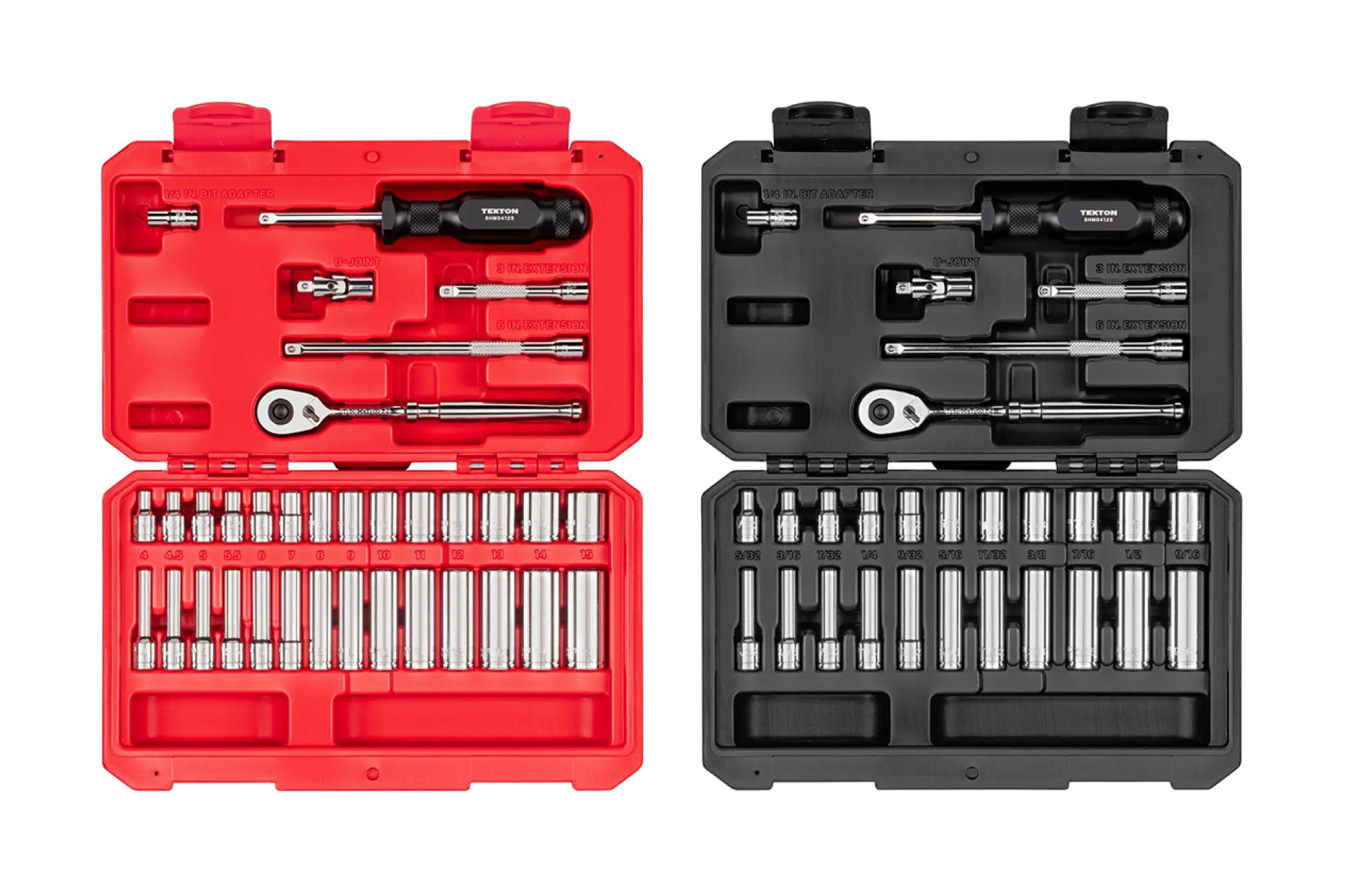 Shop sets with spinner handles Two Tekton socket sets with aluminum spinner handle