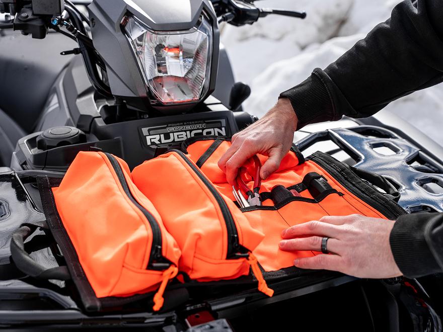 An orange Tekton MTR roll on the front of an ATV