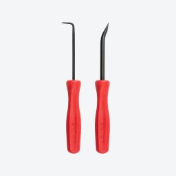 Tekton USA-made 90-degree pick and mini pry bar with red glass-reinforced nylon handles