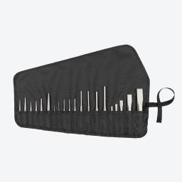Tekton 12-piece punch and chisel set in tailored black roll-up pouch