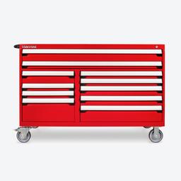 Tekton red 60-inch rolling tool cabinet with 60/40 split drawer bank