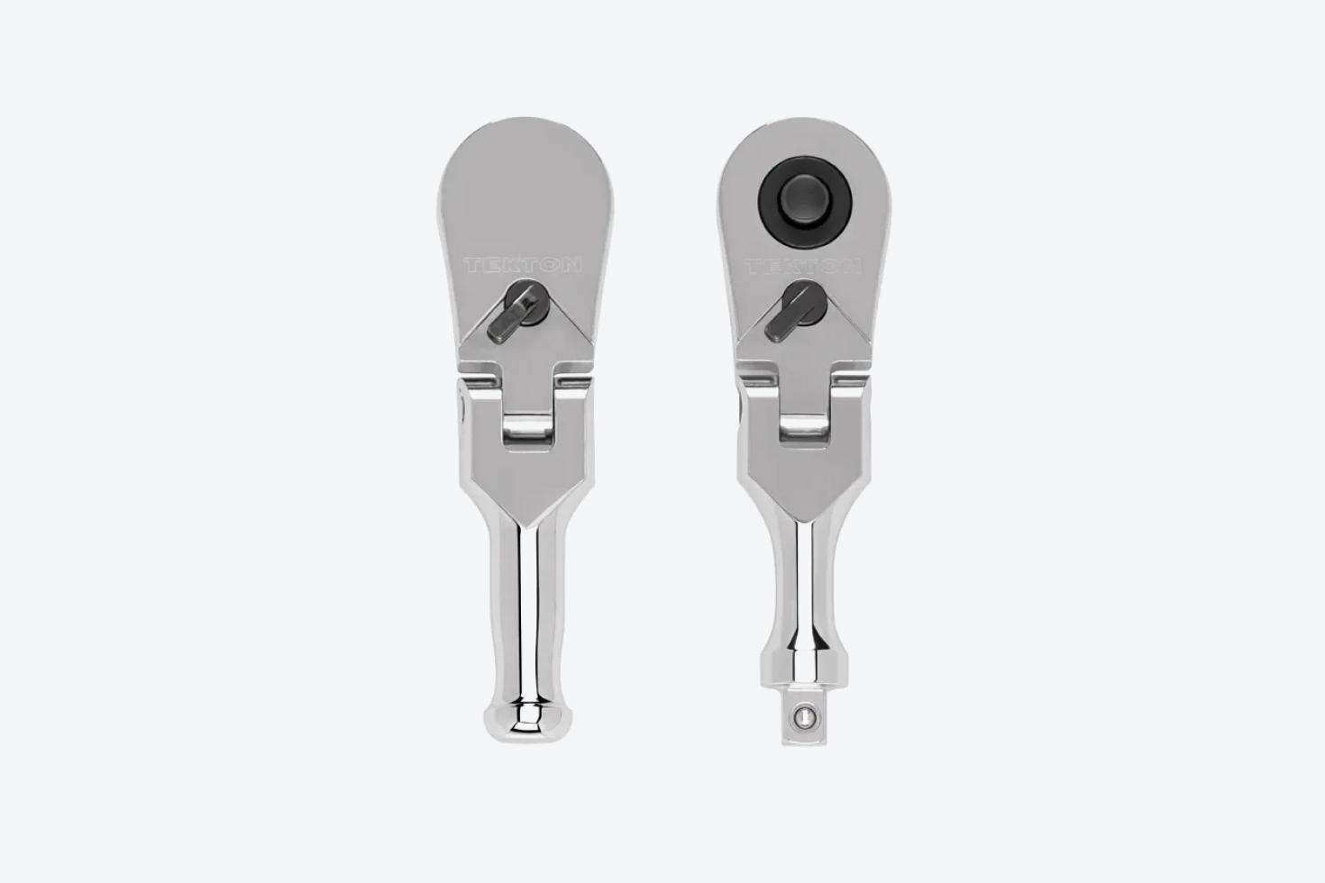 Tekton 1/4 inch drive flex head stubby ratchets on a light gray background.