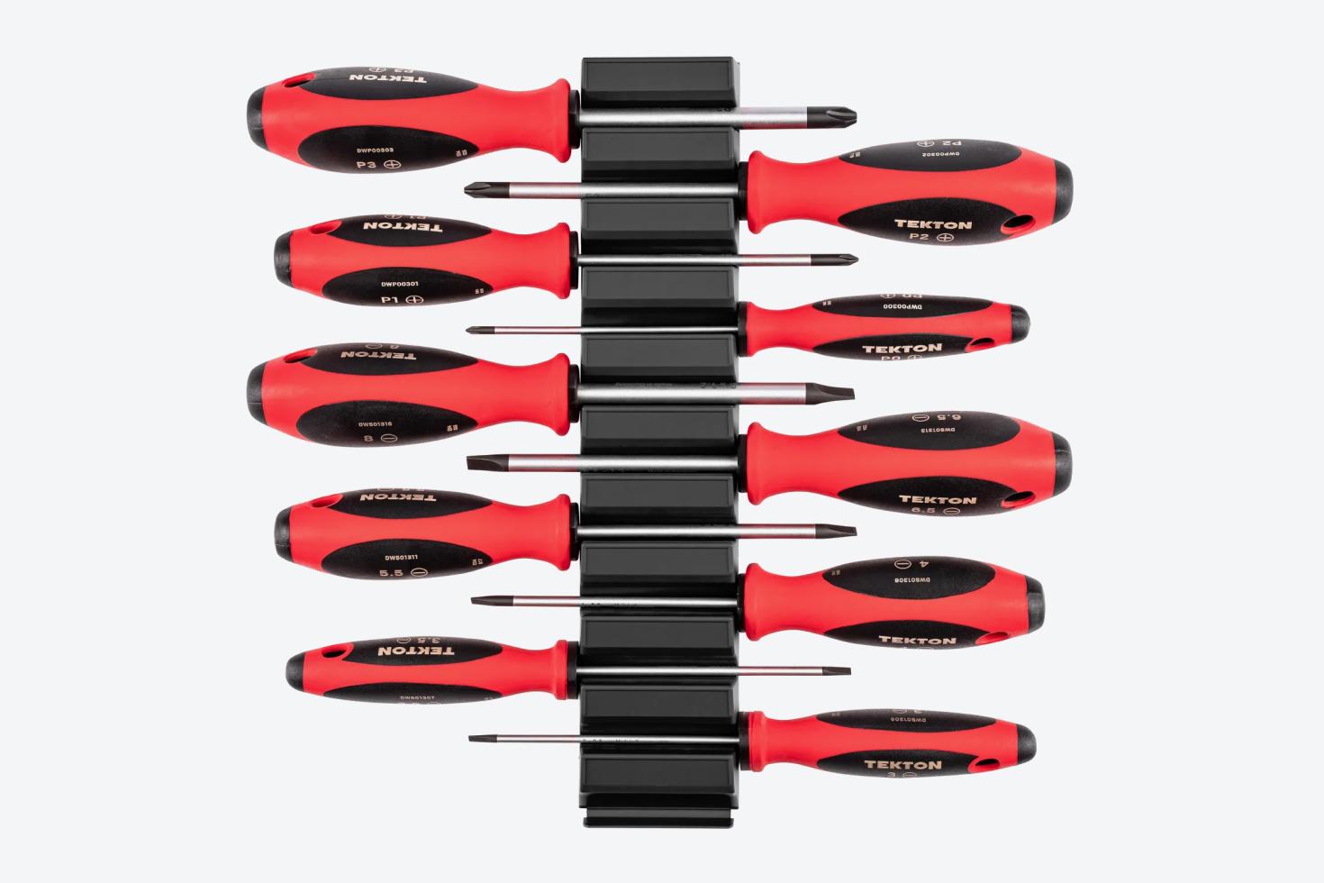 Tekton screwdriver set #DWZ90106 on a light gray background.