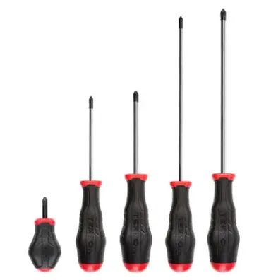 Tekton high-torque handle screwdriver set with stubby, 4-inch, and 8-inch blade lengths