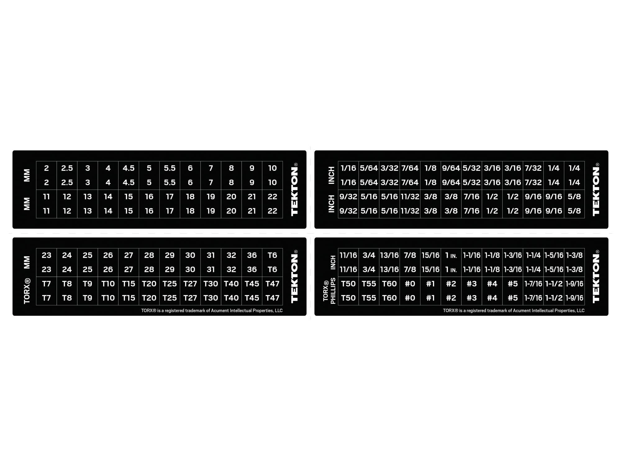 TEKTON 1880-T Socket Rail Label Sheet
