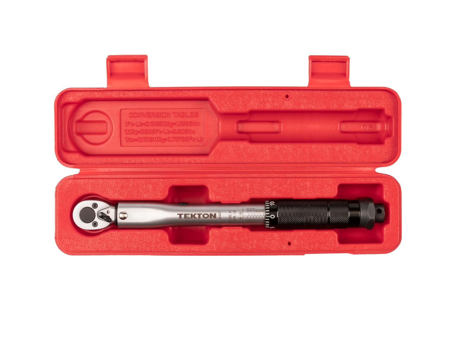 TEKTON 24320-D 1/4 Inch Drive Micrometer Torque Wrench (20-200 in.-lb.)