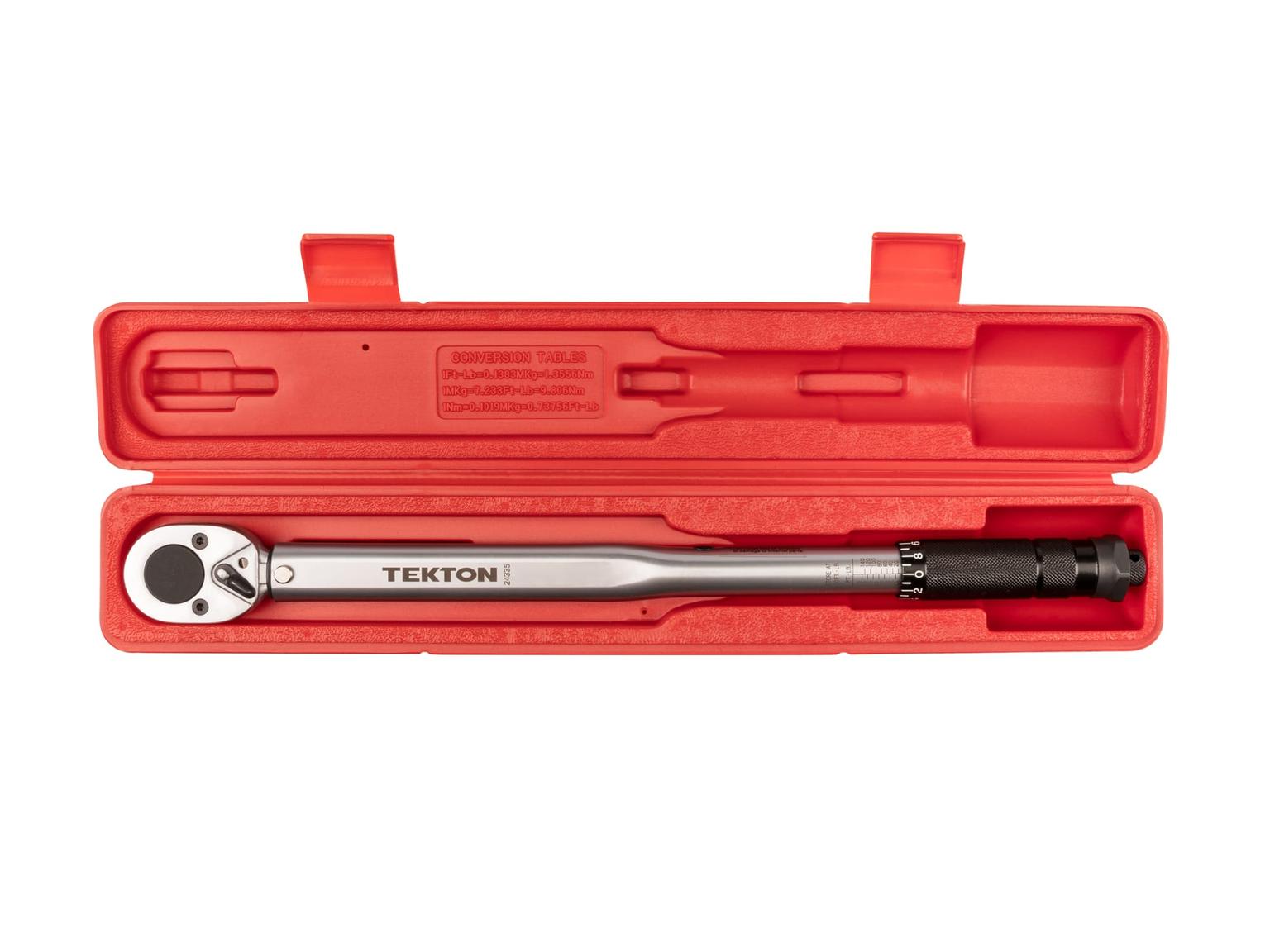 TEKTON 24335-D 1/2 Inch Drive Micrometer Torque Wrench (10-150 ft.-lb.)
