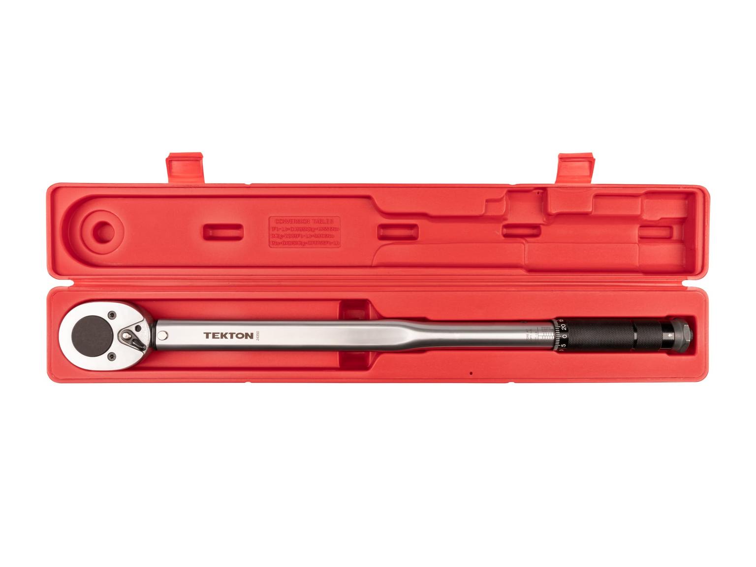 TEKTON 24350-D 3/4 Inch Drive Micrometer Torque Wrench (50-300 ft.-lb.)
