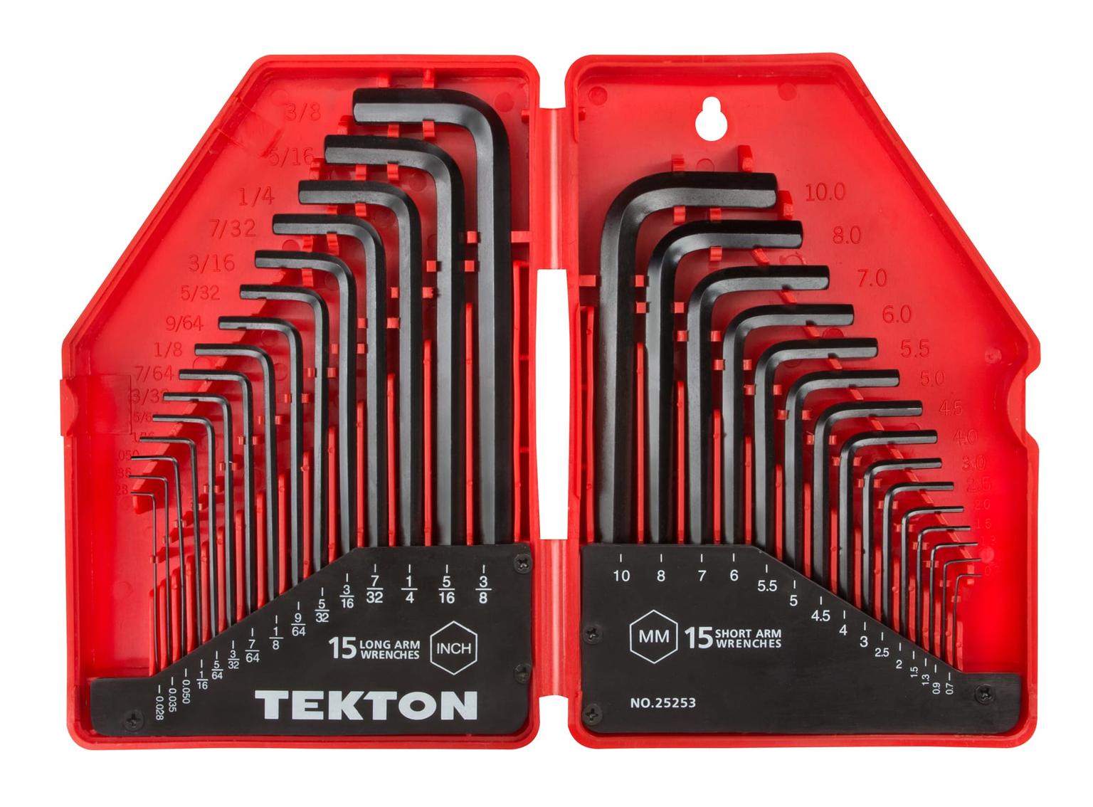 TEKTON 25253 Hex Key Wrench Set, 30-Piece (.028-3/8 in., .7-10 mm)