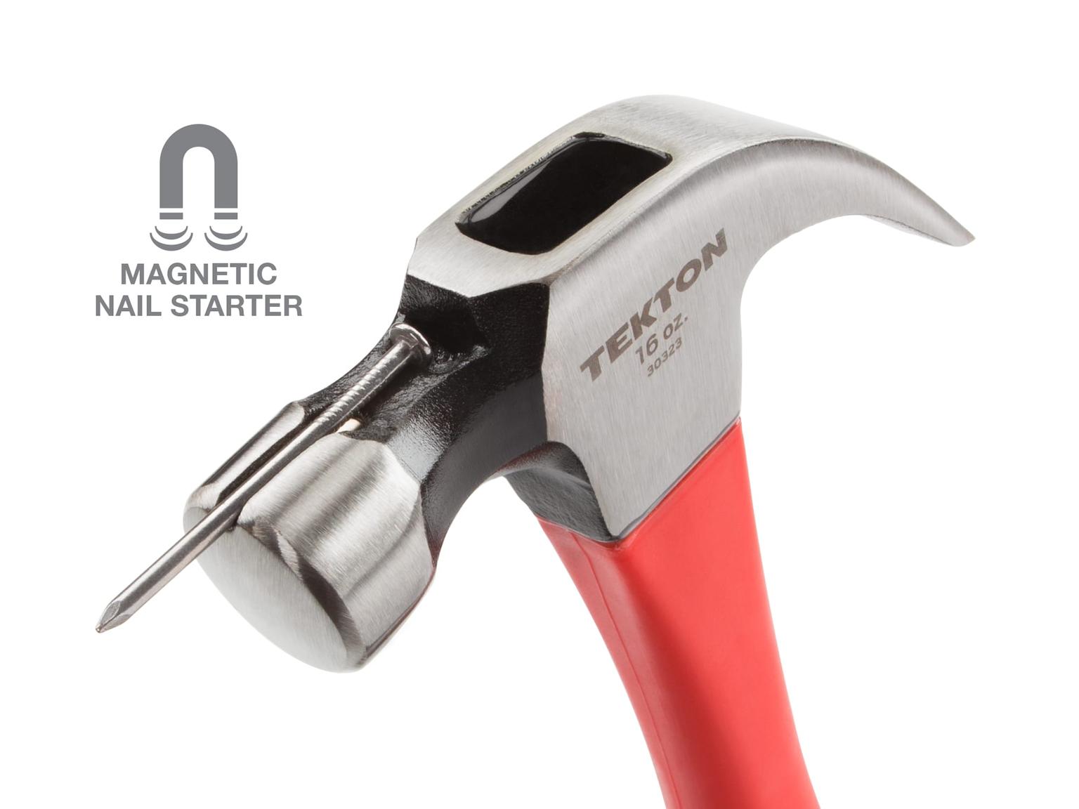 TEKTON 30323 16 oz. Jacketed Fiberglass Magnetic Head Claw Hammer