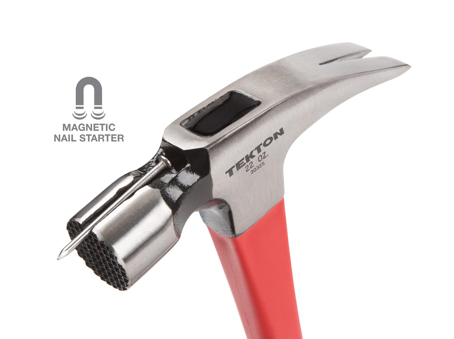 TEKTON 30325 22 oz. Jacketed Fiberglass Magnetic Head Framing Hammer