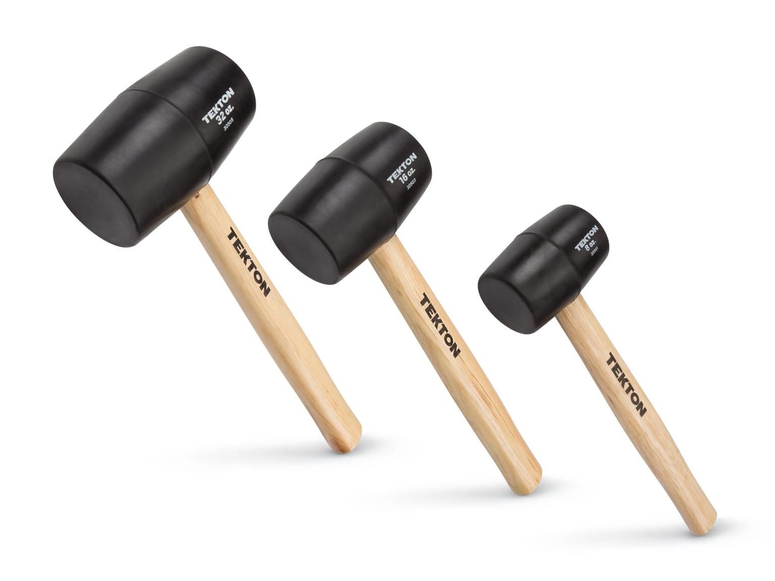 TEKTON 30508 Wood Handle Rubber Mallet Set, 3-Piece (8, 16, 32 oz.)