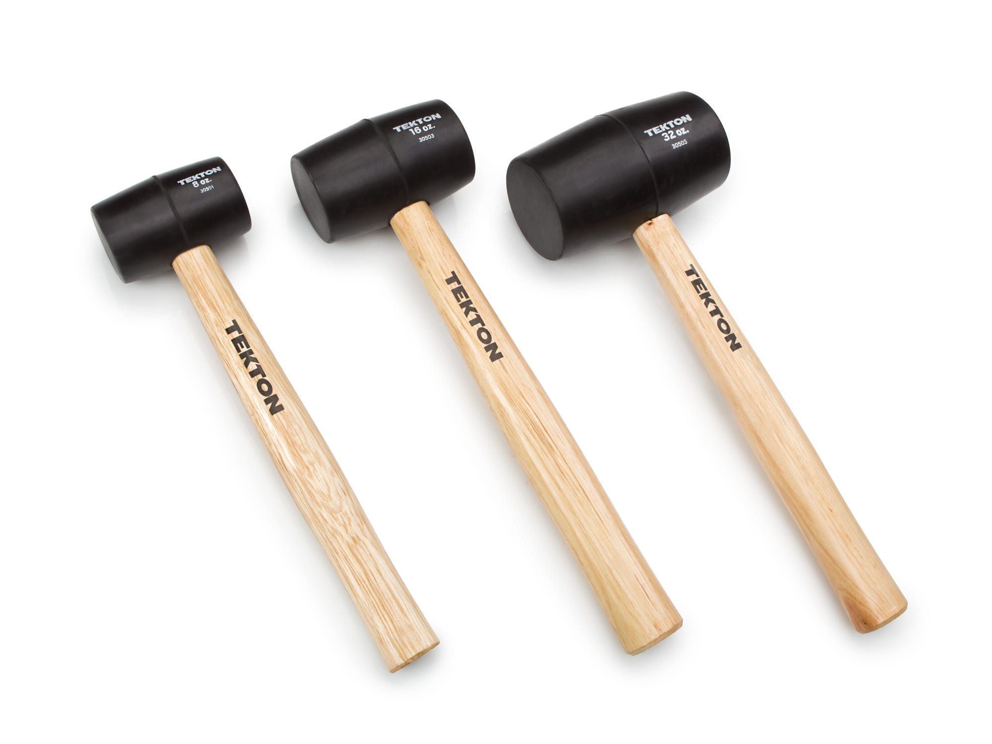 Wood Handle Rubber Mallet Set, 3-Piece (8, 16, 32 oz.) | TEKTON