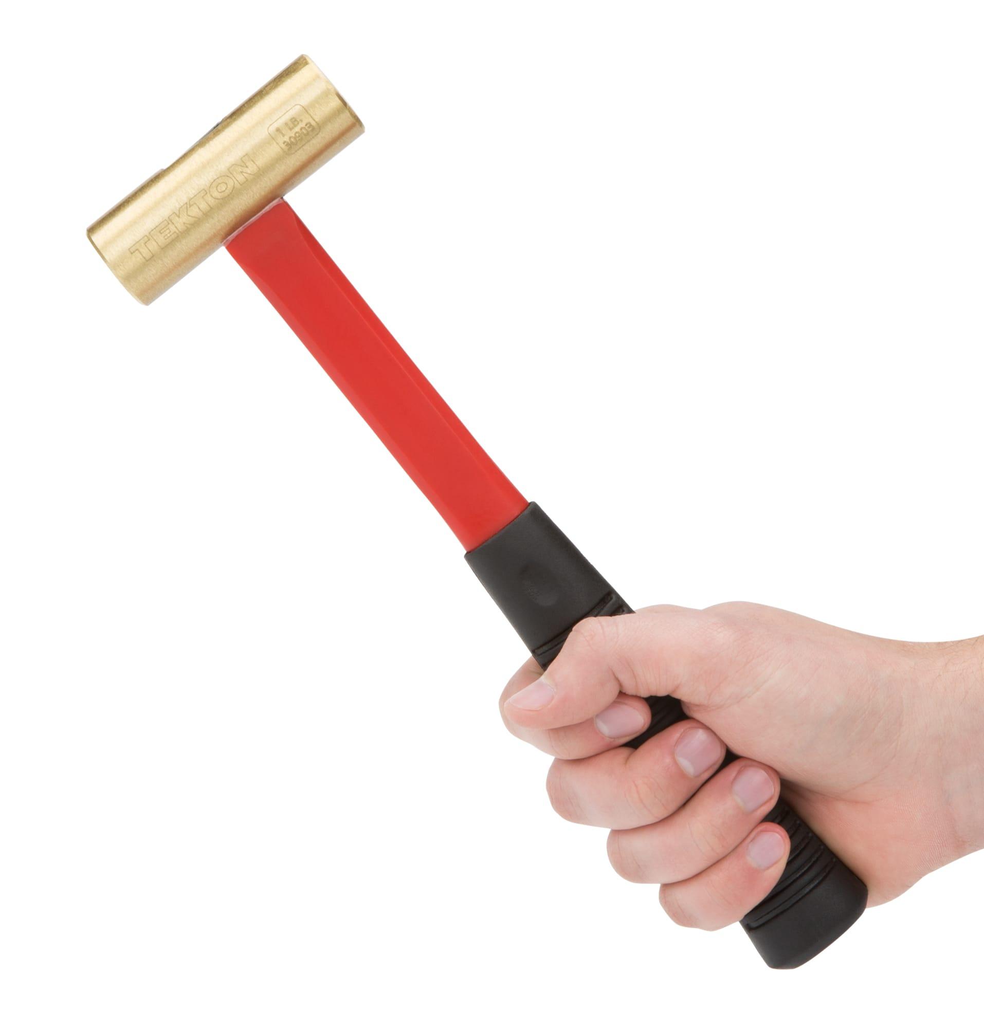 TEKTON 30903 16 oz. Jacketed Fiberglass Brass Hammer