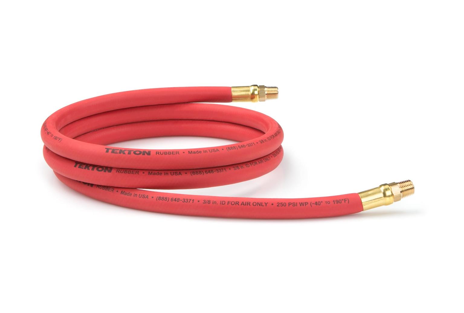 TEKTON 46333-S 3/8 Inch I.D. x 6 Foot Rubber Lead-In Air Hose (250 PSI)