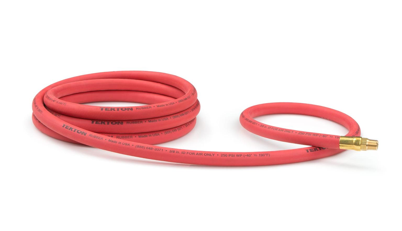 TEKTON 46334-S 3/8 Inch I.D. x 10 Foot Rubber Lead-In Air Hose (250 PSI)