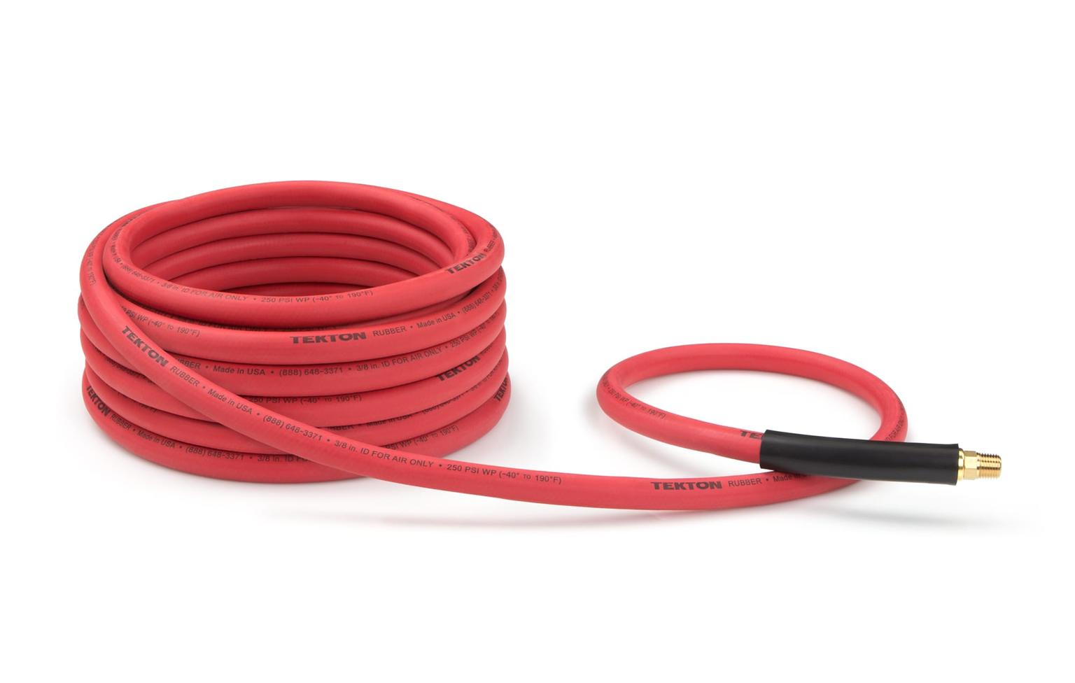 TEKTON 46335-S 3/8 Inch I.D. x 25 Foot Rubber Air Hose (250 PSI)