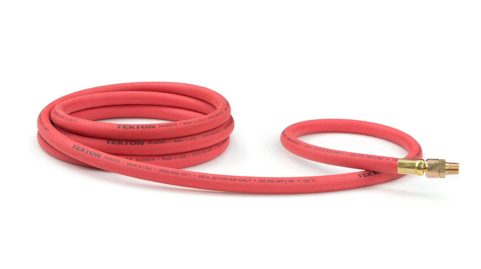 TEKTON 46348-S 3/8 Inch I.D. x 10 Foot Rubber Whip Hose with Swivel (250 PSI)