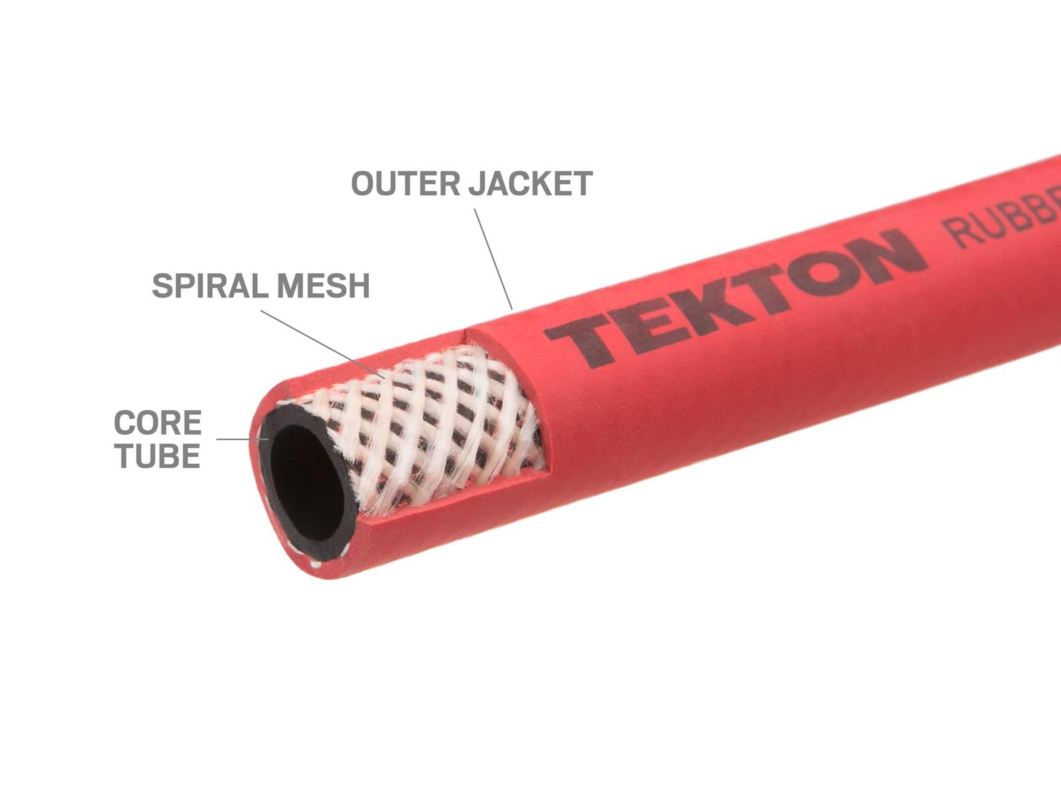 TEKTON 46362-S 1/2 Inch I.D. x 3 Foot Rubber Lead-In Air Hose (250 PSI)